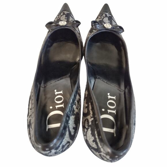 DIOR Black Diorissimo Monogram Pumps Sz 39 Kitten Style Heel Pointed Toe US 8.5 - Picture 7 of 16